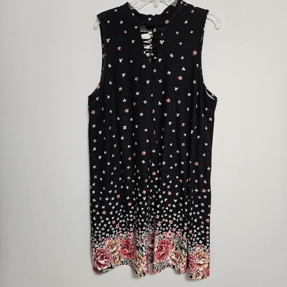 No Boundries Sleeveless Dress size 3X (21) Juniors Black Floral Pullover - Picture 1 of 7